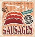 Vintage sausages vector poster