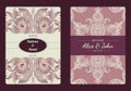 Vintage save the date or wedding invitation card collection. Vector romantic card template.