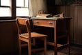 vintage school desk and chair in a cozy study room Royalty Free Stock Photo