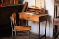 vintage school desk and chair in a cozy study room Royalty Free Stock Photo