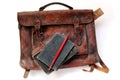 Vintage schoolbag from thirties Royalty Free Stock Photo