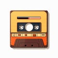 Vintage Sci-fi Cassette Icon In Colorful Woodcarving Style