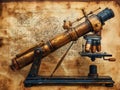 vintage and scientific images, Ancient astronomical instruments against the old paper background Royalty Free Stock Photo