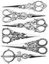 Vintage scissors clip art set