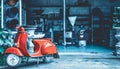 Antique Red Scooter Motorcycle Display