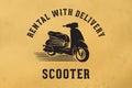 vintage scooter, rental, fast delivery logo Designs