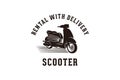 vintage scooter, rental, fast delivery logo Designs Inspiration Isolated on White Background.