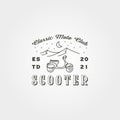 Vintage scooter vector logo line art symbol illustration design, adventure scooter classic motor club logo design Royalty Free Stock Photo