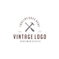 Vintage screwdriver and hammer for handyman service logo design