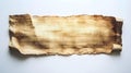 Vintage scroll of aged papyrus on white background reflecting ancient history Royalty Free Stock Photo