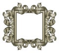 Vintage Scroll Filigree Woodcut Frame Drawing Royalty Free Stock Photo