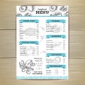 Vintage seafood menu design.