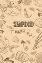 Vintage seafood restaurant flyer Royalty Free Stock Photo