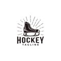 Vintage seal badge hockey sport logo with hockey skate vector icon