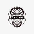 Vintage seal badge lacrosse sport logo with lacrosse stick vector icon