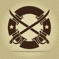 Vintage Seal with Crossed Swords Royalty Free Stock Photo