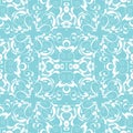 Vintage seamless background, blue and white decor