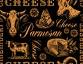 A vintage seamless background for a cheese theme