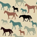 Vintage background with horses silhouettes Royalty Free Stock Photo