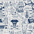 Vintage seamless background on the pirate theme Royalty Free Stock Photo