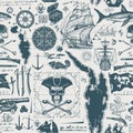 Vintage seamless background on the pirate theme Royalty Free Stock Photo