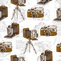 Vintage Seamless Background with Retro Camera