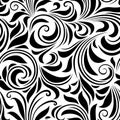 Vintage seamless black and white floral pattern. Vector illustration. Royalty Free Stock Photo