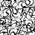 Vintage seamless black and white floral pattern. Vector illustration. Royalty Free Stock Photo