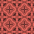 Vintage seamless linear floral pattern in damask / persian / turkish style. beautiful red and black endless vector design Royalty Free Stock Photo