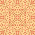 Vintage seamless linear pattern in damask / persian / turkish style. beautiful soft yellow and soft red endless vector design Royalty Free Stock Photo