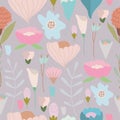 Vintage seamless pastel vector floral pattern.