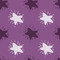 Vintage seamless patteern with abstract white and purple star shapes. Simple ornament with purple background. Royalty Free Stock Photo