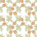 Vintage seamless pattern. European larch cones and branch.