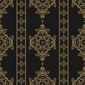 Vintage seamless pattern. Floral ornate wallpaper. Dark vector damask background with decorative ornaments and flowers in Baroque Royalty Free Stock Photo