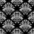 Vintage seamless pattern. Floral ornate wallpaper. Dark vector damask background with decorative ornaments and flowers in Baroque Royalty Free Stock Photo