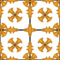 Vintage seamless pattern with golden crosses and flowers