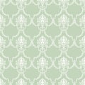 Hand drawn seamless pattern with green classic ornament decor