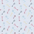 Vintage seamless pattern with keys and keyholes