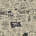 Vintage seamless pattern on the pirate theme