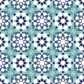 Vintage seamless pattern in Portugal style. Azulejo. Seamless patchwork tile in blue and white colors. Endless pattern Royalty Free Stock Photo