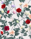 Vintage seamless pattern with roses . Vector illustration. Royalty Free Stock Photo