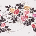 Vintage seamless pattern with roses . Vector illustration. Royalty Free Stock Photo