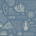 Vintage seamless pattern on the travel theme