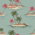 Vintage Seamless pattern vector illustrationColorful Summer Tropical island hand drawing style design for fashion ,fabric,