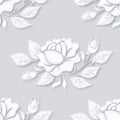 Vintage Seamless Pattern with White Rose Inspired by Stucco