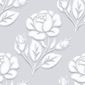 Vintage Seamless Pattern with White Rose Inspired by Stucco