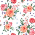 Vintage seamless pattern wuth pink roses Royalty Free Stock Photo