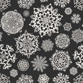 Vintage seamless snowflake chalk vectors. Template for christmas Royalty Free Stock Photo