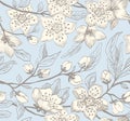 Vintage seamless spring floral background