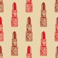 Vintage seamless texture with lipstick.